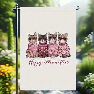 New Cute Cat Garden Flag with Pink Sweaters